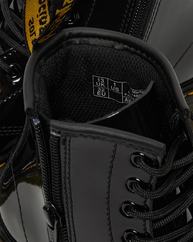 Dr Martens Junior 1460 Lak Leren Veterlaarzen Kinderen Zwart | NL 138TCE